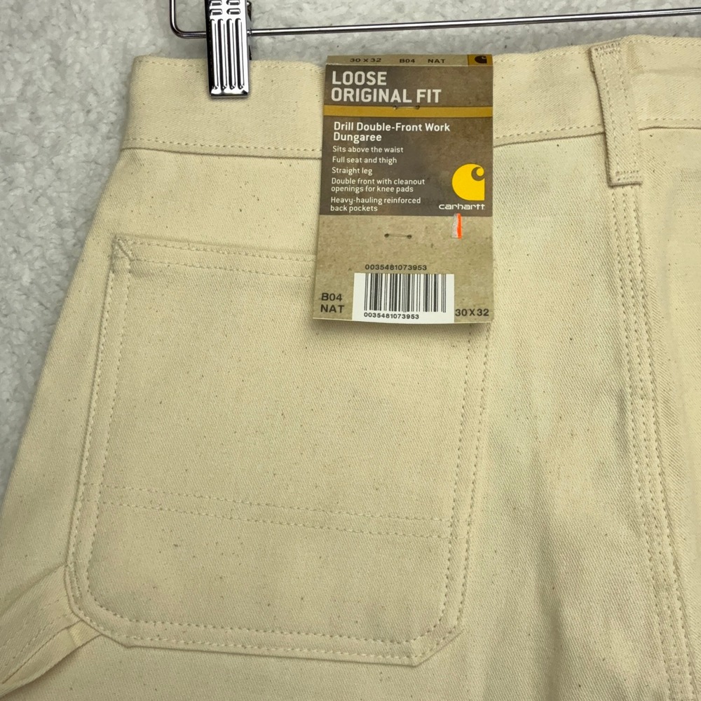 Carhartt Double Front Drill Work Pants Mens 30x32 B04 NAT Natural White NWT NOS